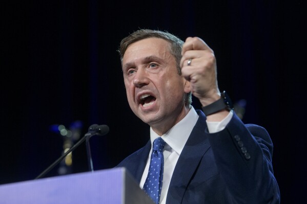 Newly elected Democratic National Committee Chairman Ken Martin speaks after winning the vote at the Democratic National Committee Winter Meeting in National Harbor, Md., Feb. 1, 2025. (AP Photo/Rod Lamkey, Jr., File)